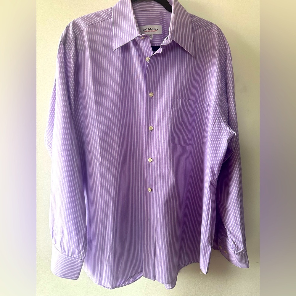 Men’s EMANUEL Ungaro Lavender Striped Long Sleeve Shirt Size: L